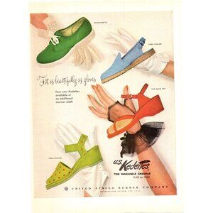 1952 US Kedettes Keds Womens Shoes Vintage Print Ad Sandals 50s Fashion Wall Art